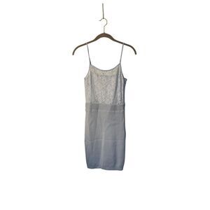 Snidel women’s blue mixed media knit, & lace mini dress, designer, size 1